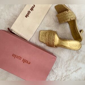 New Cult Gaia Ada Frayed Kitten Mule Sandals